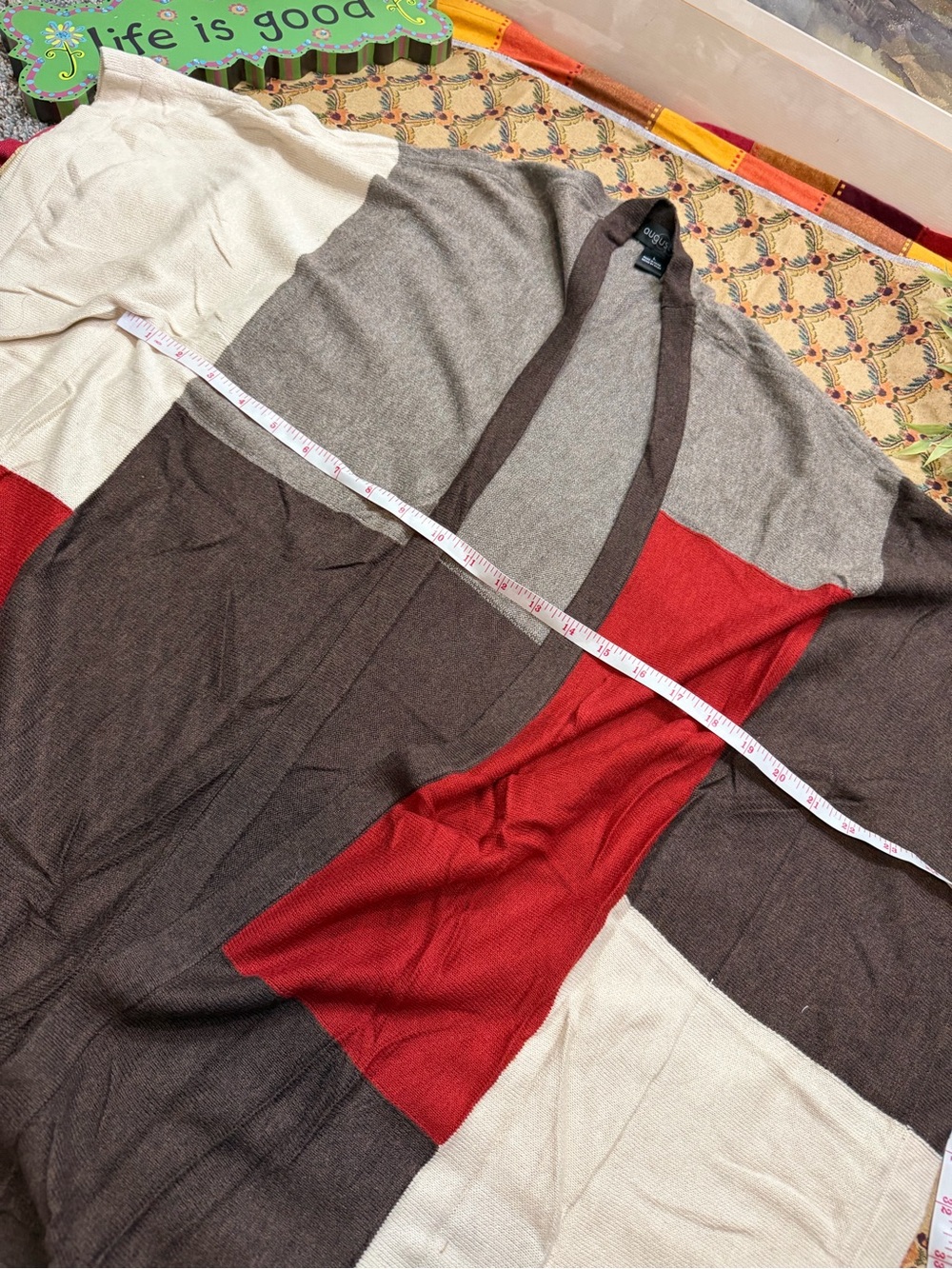 Colorblock Open-Front Sweater Cardigan - Picture 5 of 9
